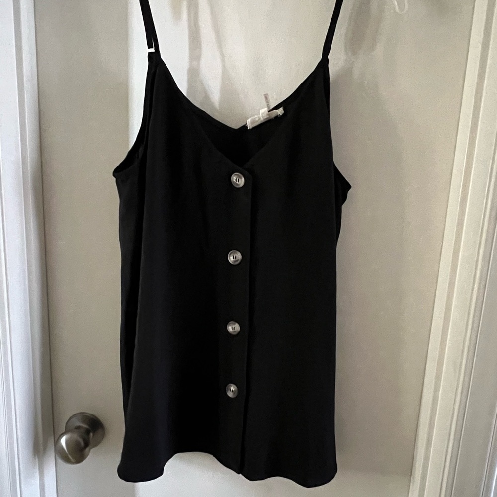 Black button up front top